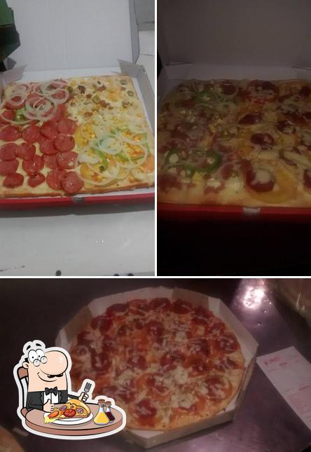 Escolha pizza no Dinos Pizzaria