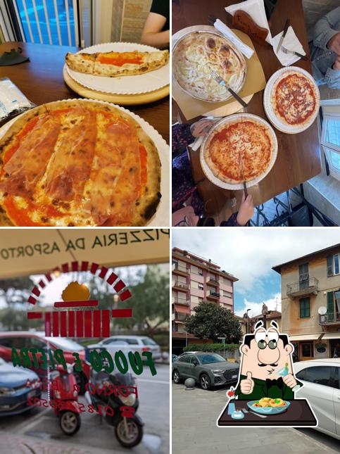 Tra le diverse cose da Pizzeria Fuoco e Pietra Di Claudio Divitiis si possono trovare la cibo e esterno