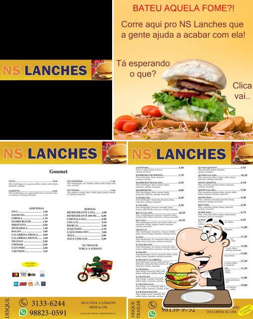 Consiga um hambúrguer no NS Lanches trailer