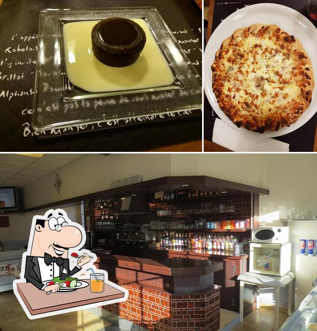 Parmi les différentes choses de la nourriture et la vin, une personne peut trouver sur MT PIZZA