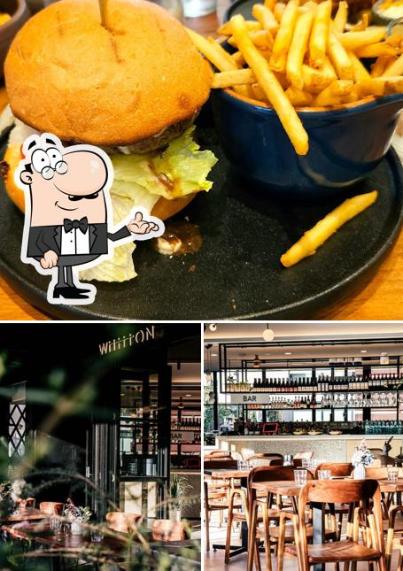 Among various things one can find interior and burger at Whitton Eveleigh Restaurant