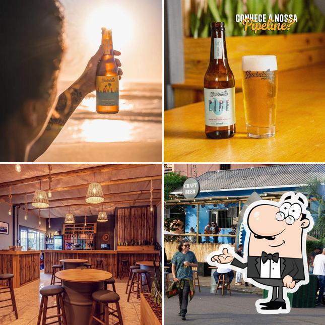 Confira a ilustração ilustrando interior e bebida no Barbatana Craft Beer