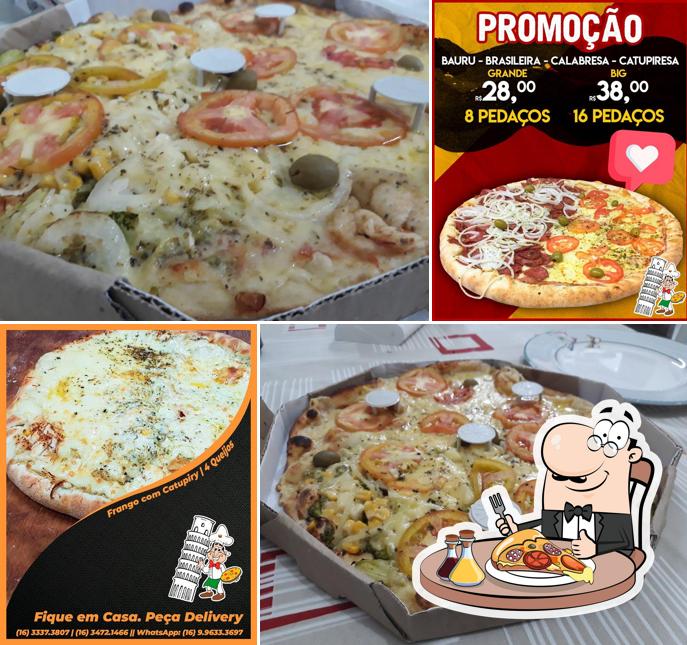 Escolha pizza no Torre de Pizza e Lanches