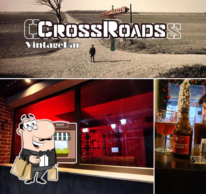 The picture of Crossroads Bar’s exterior and beer