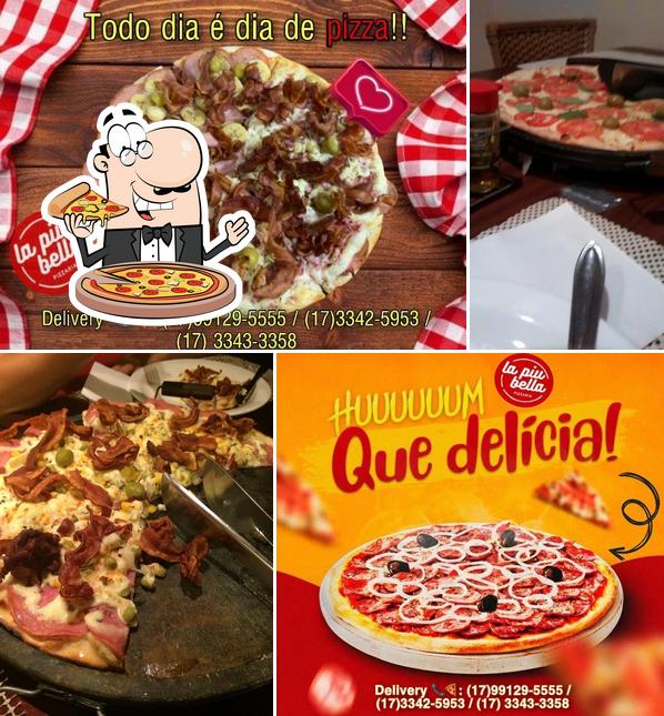 Escolha pizza no Pizzaria La Piu Bella