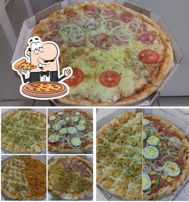 Escolha pizza no Toscano's Pizzaria