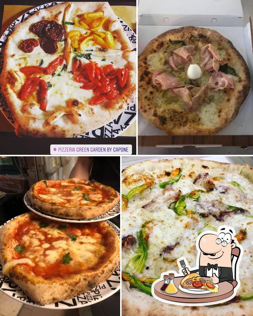 A Ristorante pizzeria "GREEEN GARDEN" da Capone, puoi prenderti una bella pizza