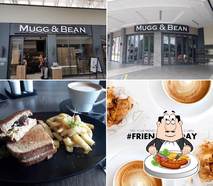 Take a look at the picture displaying food and exterior at Mugg & Bean