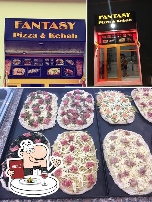 Dai un’occhiata alla immagine che raffigura la cibo e esterno di Fantasy Pizza e Kebab