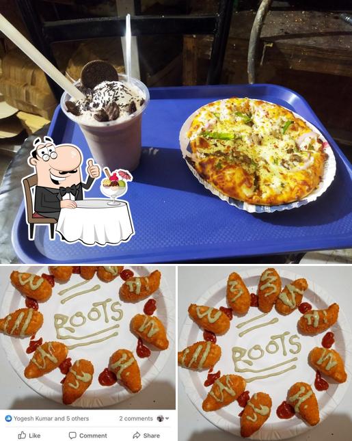 Roots Cafe- Best in Pizza,Momos,Burgers,wraps,shakes,Fries serves a range of desserts