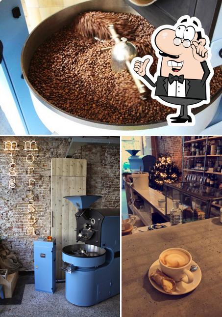 Mira las imágenes que muestran interior y bebida en Miss Morrison Koffiebranderij Delft