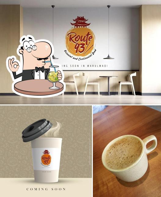 The image of drink and interior at Route 93 cafe