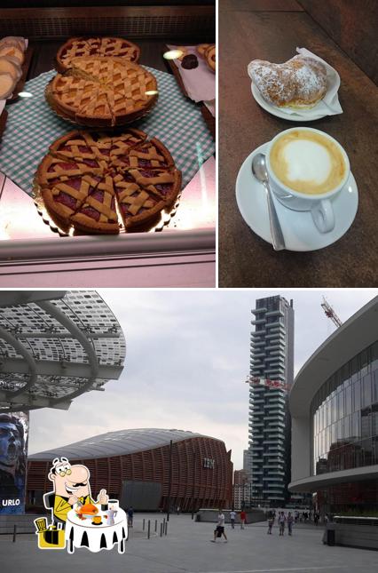 Dai un’occhiata alla foto che mostra la cibo e esterno di Bar Meneghino