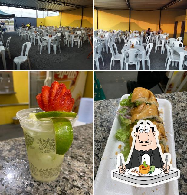 Entre diferentes coisas, comida e interior podem ser encontrados no Disck chopp Baccan