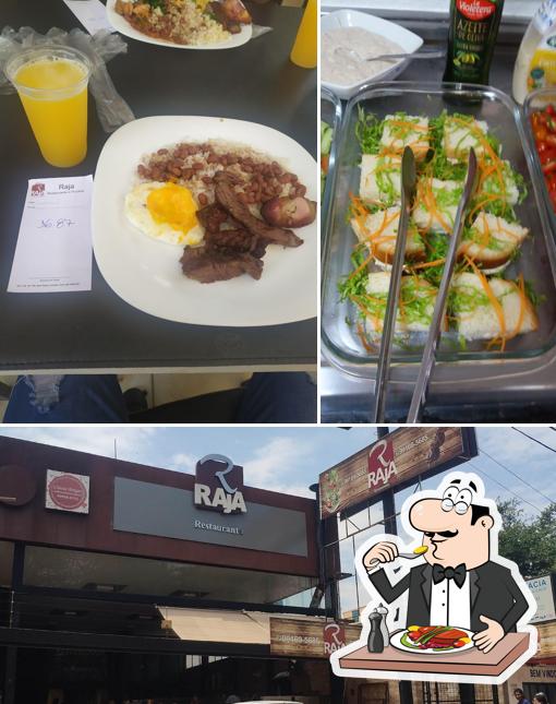 O Raja Restaurante se destaca pelo comida e exterior