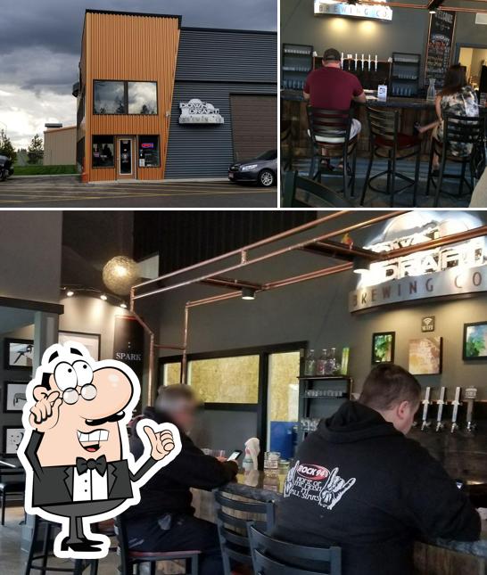 This is the picture depicting interior and exterior at Downdraft Brewing