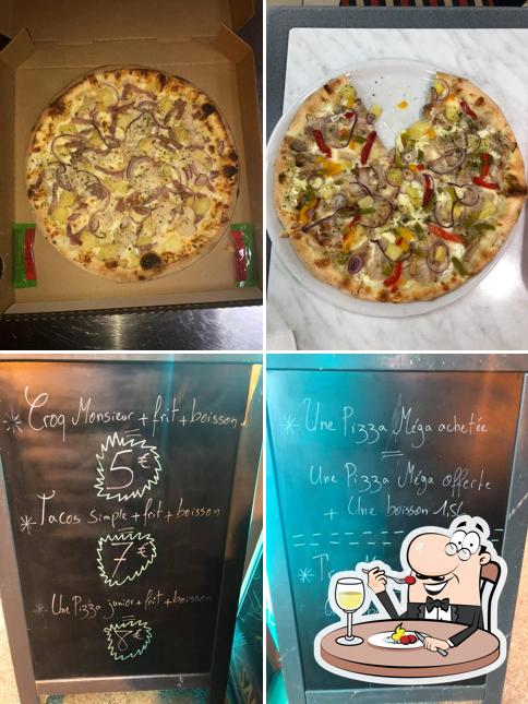 DELICE PIZZA CAEN NORD se distingue par sa nourriture et tableau noir