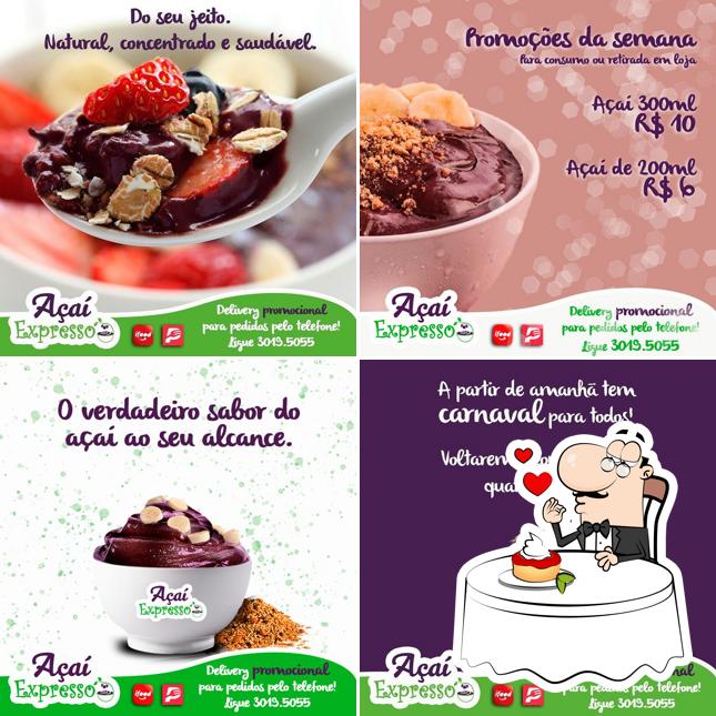 AÇAÍ EXPRESSO serve uma seleção de pratos doces