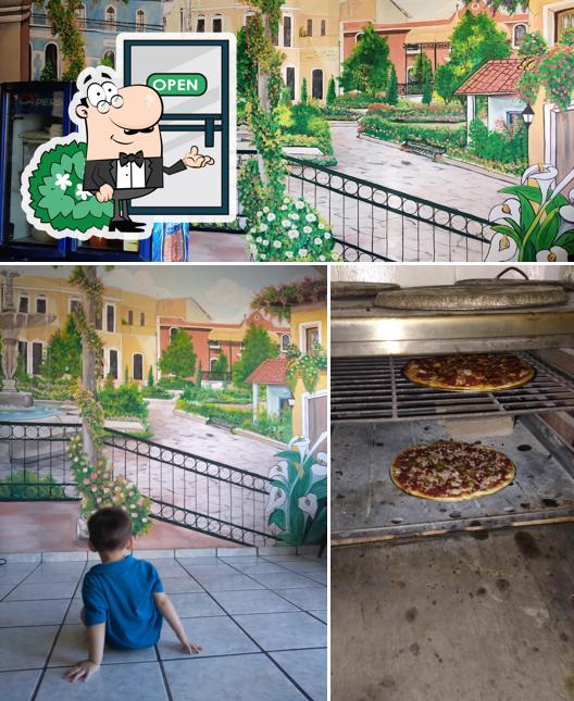 The image of Pizzeria Villa del Real’s exterior and pizza