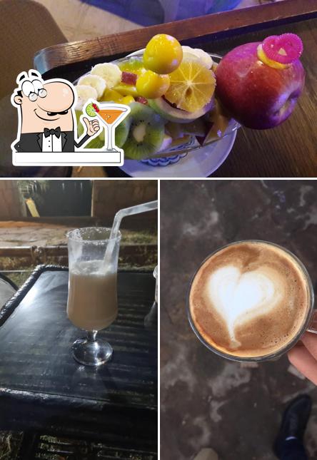 The picture of drink and food at بديعة كافية Badia Cafe