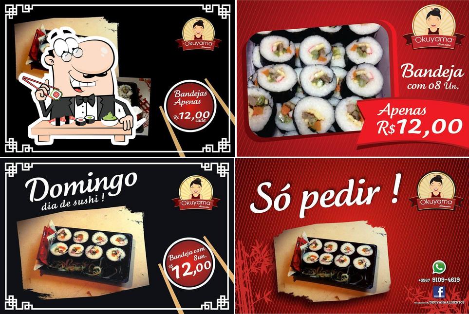 Rolos de sushi são oferecidos por Okuyama Alimentos