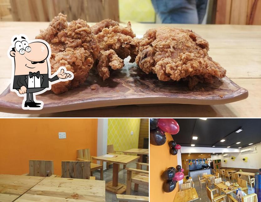 Among different things one can find interior and food at Frenchy's Fried Chicken