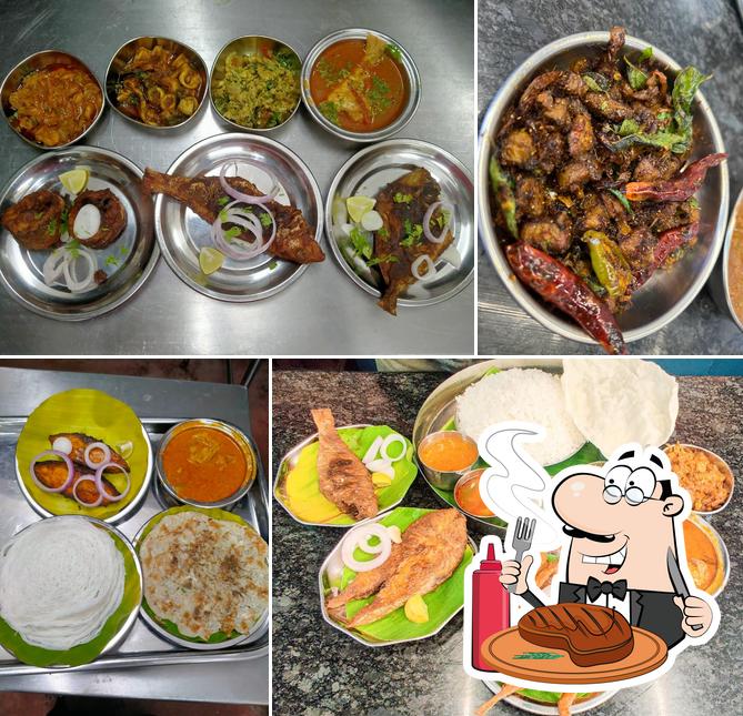 Meat dishes are available at ROYAPURAM MEEN SAPPADU