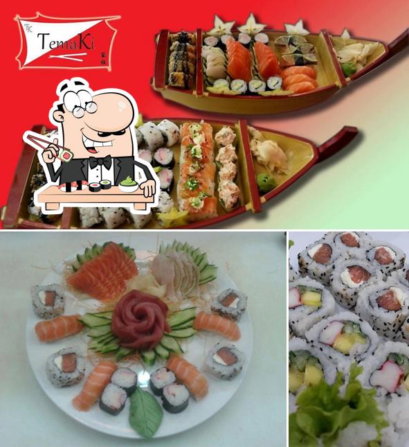 Prove diferentes opções de sushi