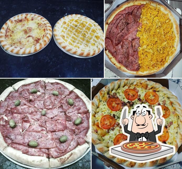 Escolha pizza no Super esfiharia e pizzaria