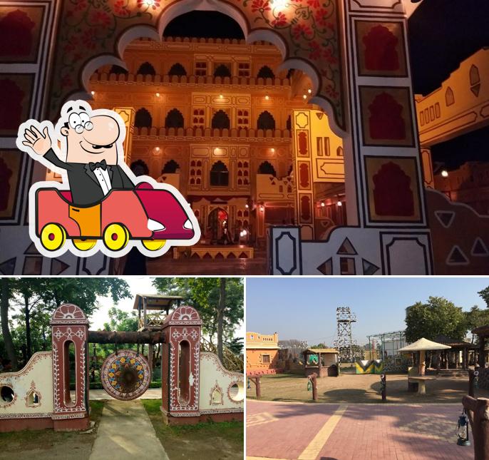 Among various things one can find play area and exterior at Chokhi Dhani Resort