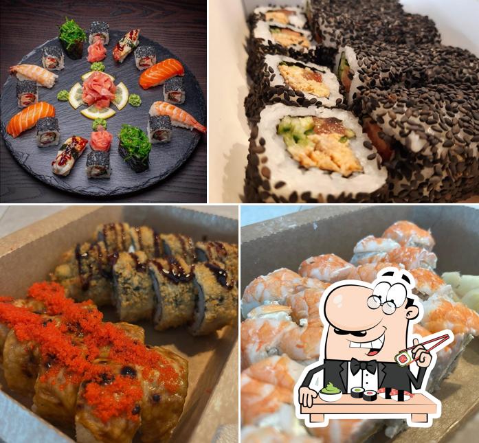 Sushi-Rollen werden von Sushi TEV serviert