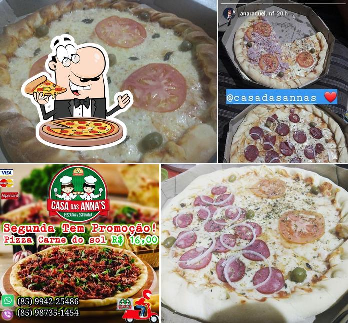 Escolha pizza no Casa das Anna"S Pizzaria, Esfiharia