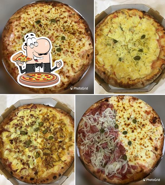 Escolha pizza no Pizzaria Laudare