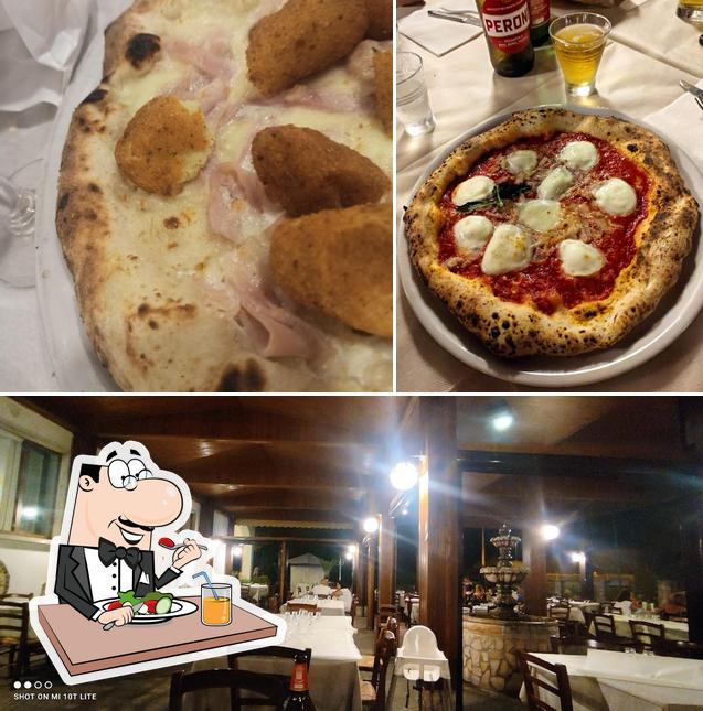 Dai un’occhiata alla immagine che mostra la cibo e tavolo da pranzo di Ristorante Pizzeria la Collina