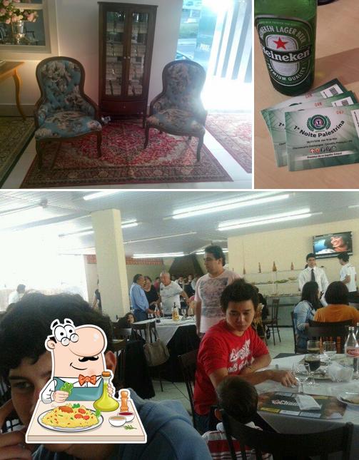 Confira a imagem apresentando comida e cerveja no Churrascaria Champagne