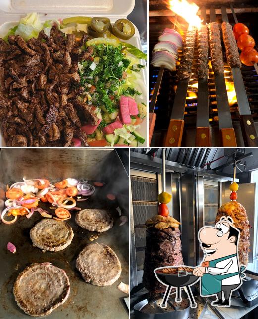 Order meat dishes at Kurdistan Shawarma