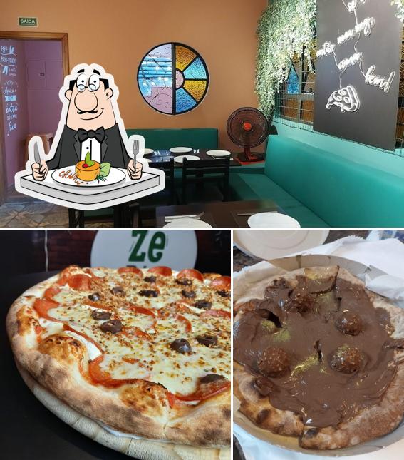 A foto da comida e interior no Zé das Massas e Pizzas
