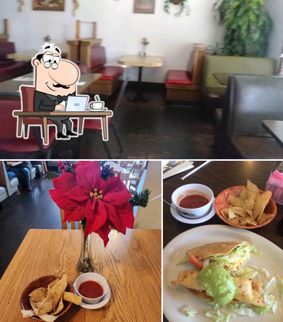 This is the photo showing interior and food at Delgado's Restaurant