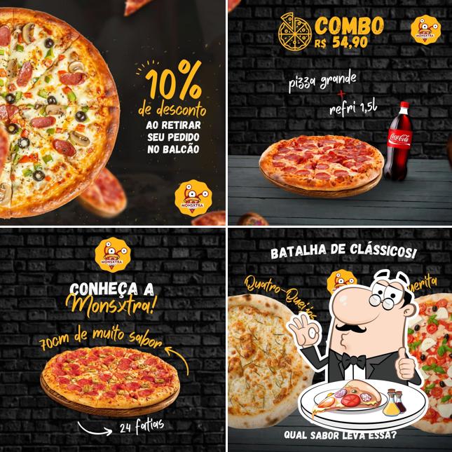 Escolha pizza no Monsxtra Pizzaria - Trindade