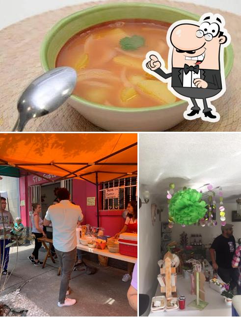 Take a look at the photo showing interior and food at El gusto