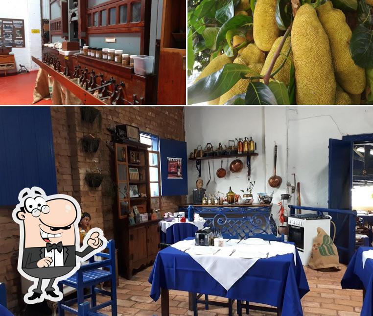 Dê uma olhada a imagem mostrando interior e comida no Fazenda Nossa Senhora da Conceição