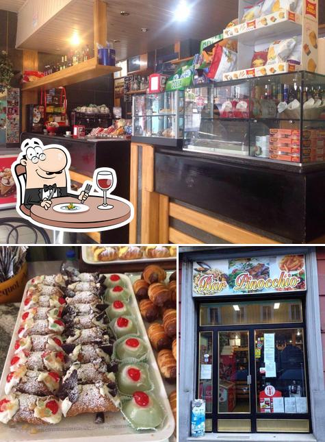 Dai un’occhiata alla foto che mostra la cibo e bancone da bar di Bar Pinocchio :colazione ,apertivo ,tavolo Calda Cinese-Italiana TAKE AWAY