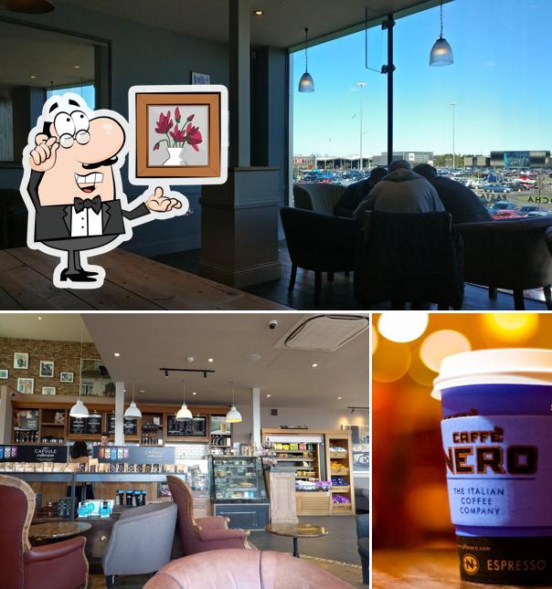 This is the image showing interior and beer at Caffè Nero