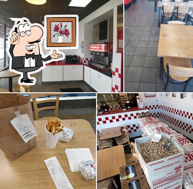 Take a seat at one of the tables at Five Guys