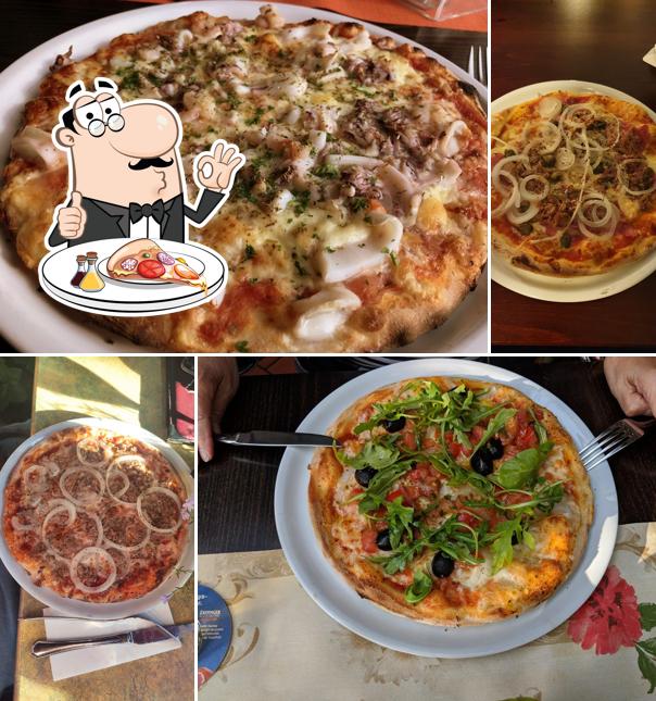 Probiert eine Pizza bei Trattoria da Osvaldo Restaurant & Pizzeria