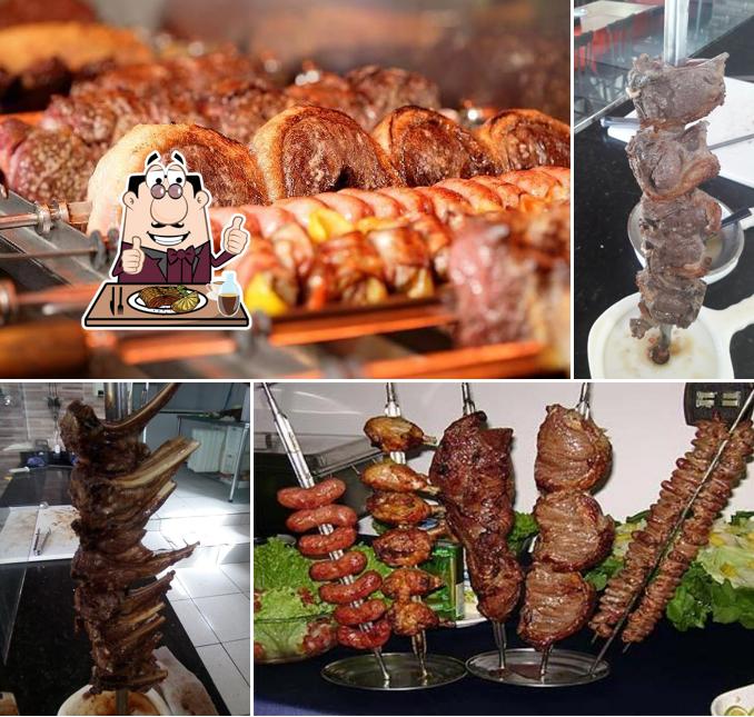 Escolha pratos de carne no Churrascaria Cunhas Grill