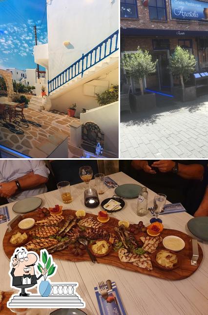 Посмотрите на эту фотографию, где видны внешнее оформление и столики в Grieks Restaurant Apostolis