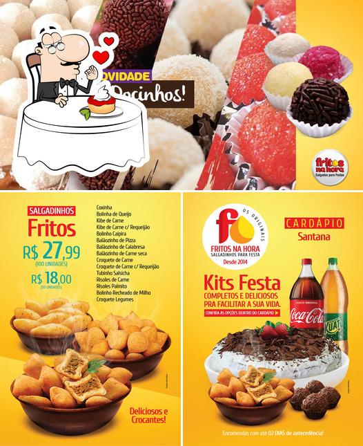 Fritos na Hora - Salgadinhos, Docinhos e Kit Festa provê uma variedade de pratos doces