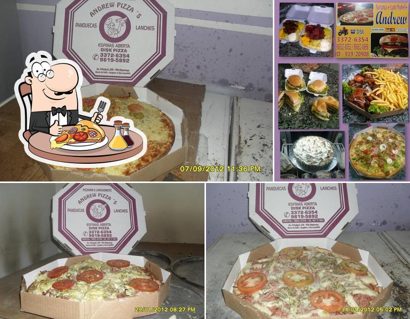 Experimente pizza no Pizzaria e lanchonete Andrew pizza's