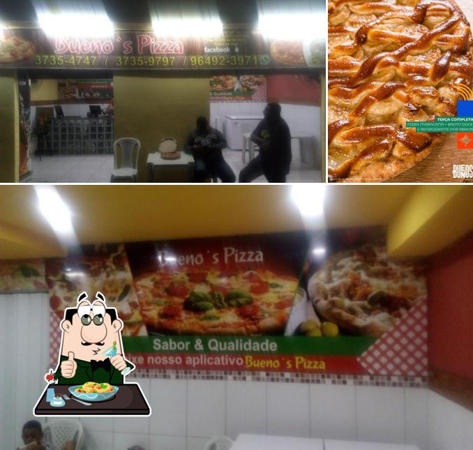 A imagem a Buenos Pizza’s comida e interior